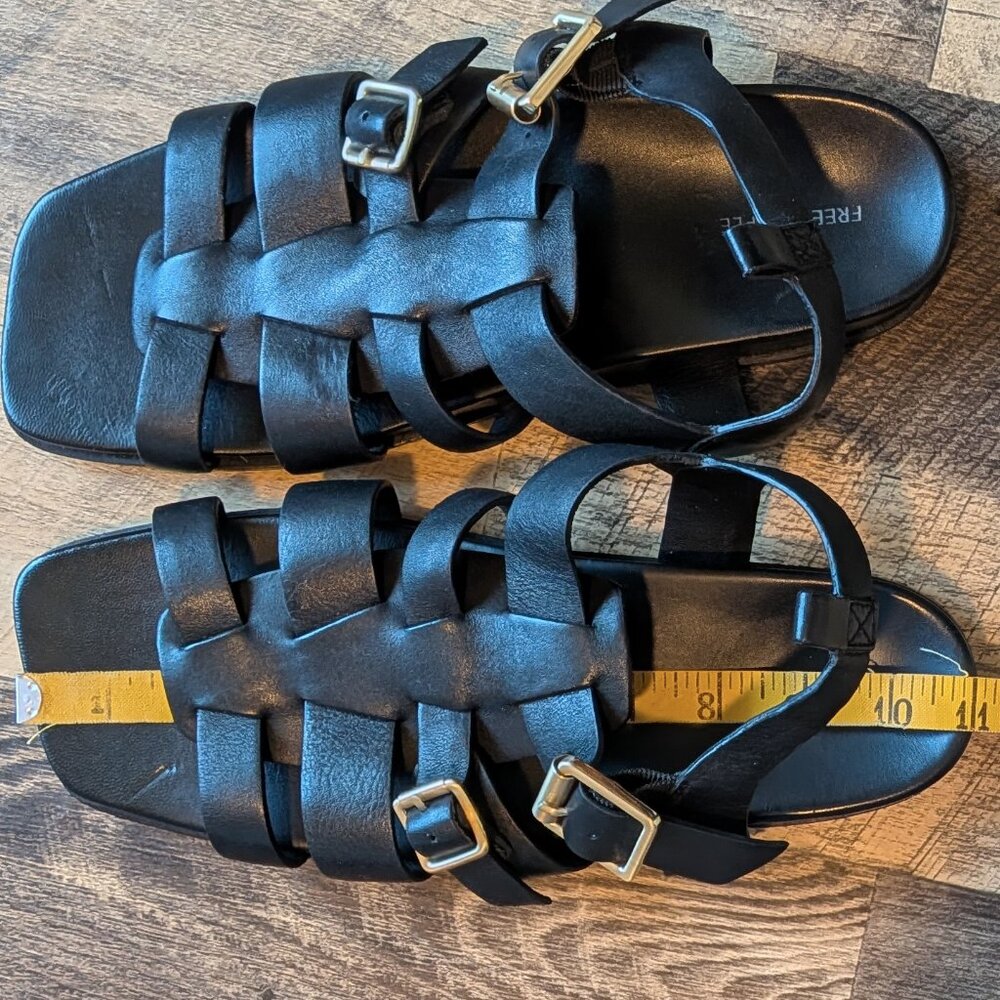 Free People Fisherman Sandals Black Leather Gold Buckles - Picture 8 of 8